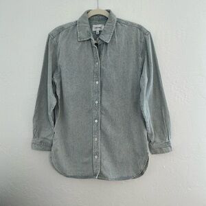 Frame Bleached Stripe Denim Casual Button Down Long Sleeve Shirt